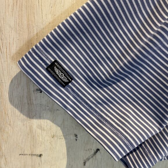 Straight Down Polo Shirt Mens Large Blue Striped Lightweight Stretch Golf Top - Picture 9 of 12